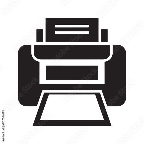 Printer icon, office equipment symbol for printing documents, simple black vector for copy and fax machine