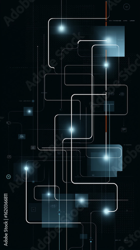 Zero trust architecture. Blueprint of a minimalist ZTA network design in blue tones.