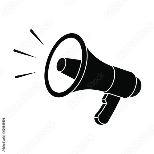 Black silhouette of a megaphone with sound waves