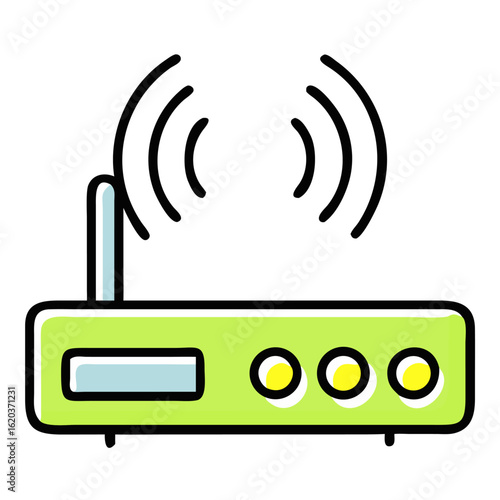 Wireless router isolated on white background providing internet access for home or office network connection