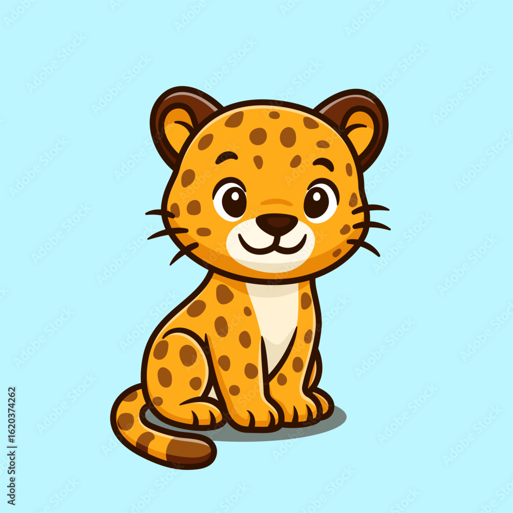 Obraz premium cute cartoon jaguar sitting