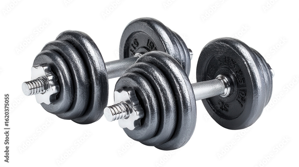 Naklejka premium Adjustable Dumbbells background isolated on a Transparent background, PNG file.