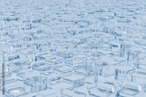 glass surface with hexagona...