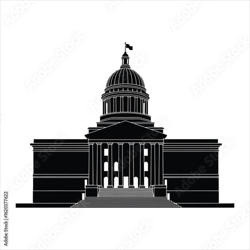 Vector art of government building silhouette isolated on white background