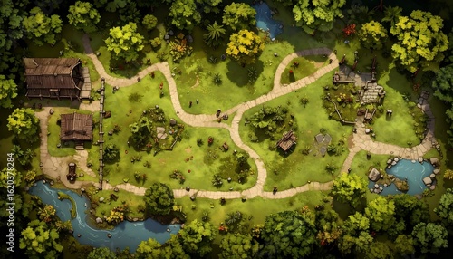 Lush forest village map