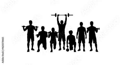 Diverse Group of Friends Training Together: Men & Women Exercising