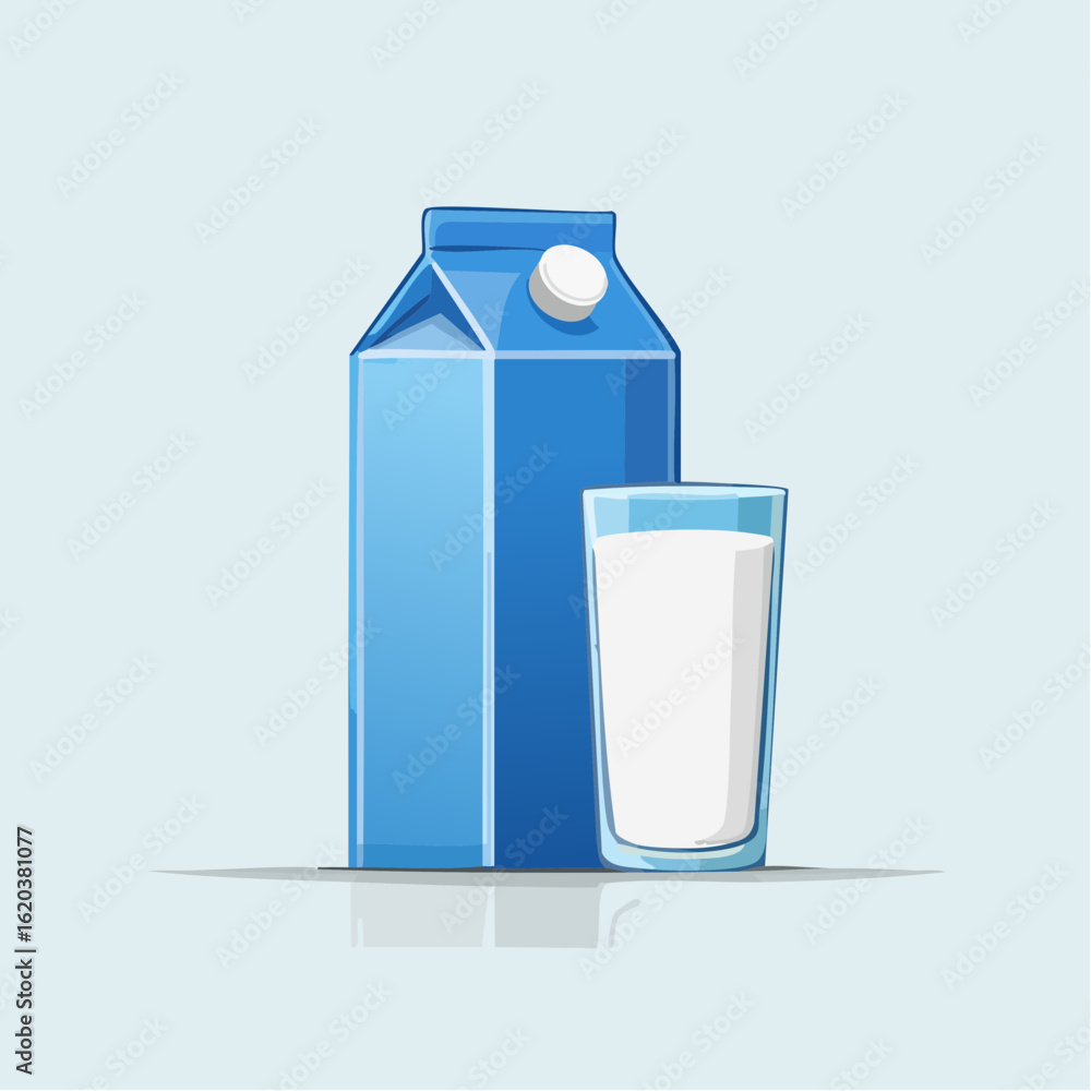 Minimalistic scene of blank milk carton and filled glass on sleek Minimalistic scene of blank milk carton and filled glass on sleek