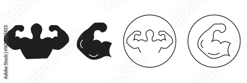 Biceps Muscle Icon, bodybuilding fitness concept, sport symbol, gym strength pictogram, vector illustration

