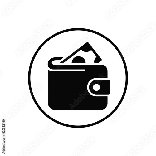 Wallet icon with cash inside a circle