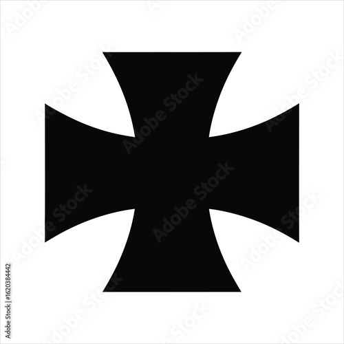 Vector art of black iron cross symbol isolated on white background