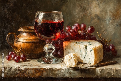 Refined simplicity, the art of wine and cheese. Generative AI