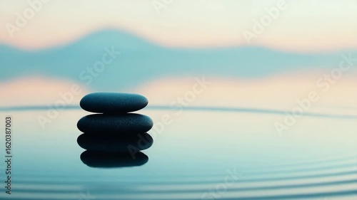Serene Stones: Calming Waters, Peaceful Reflections, Tranquil Zen Atmosphere
