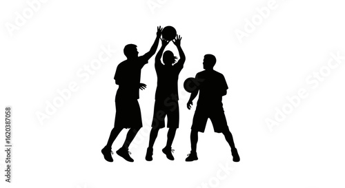 Group of Friends Joyfully Playing Basketball Together Outdoors