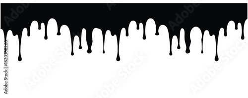 dripping downwards, a vector illustration of a spilled substance.Black heart shape with dripping liquid drop.Dripping black ink border effect on a clean white background, perfect for creative designs.