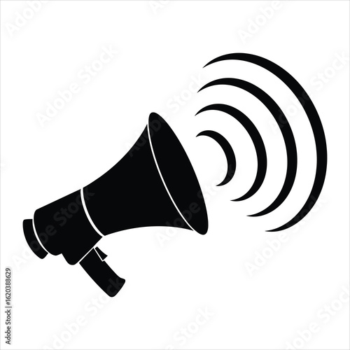 Vector art of megaphone silhouette isolated on white background