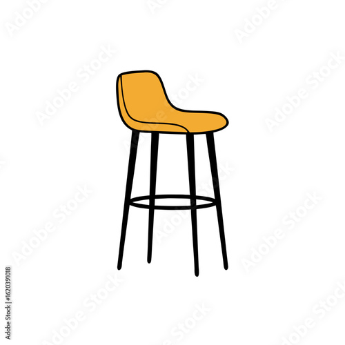 Stylish yellow bar stool with black legs  