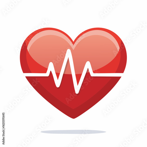 Herz mit EKG-Linie – flache medizinische Vektorillustration