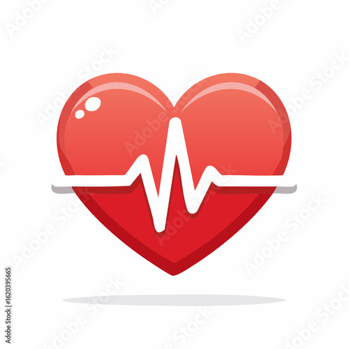 Herz mit EKG-Linie – flache medizinische Vektorillustration