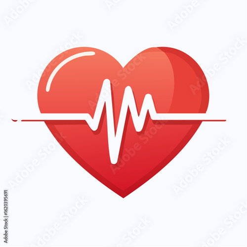 Herz mit EKG-Linie – flache medizinische Vektorillustration