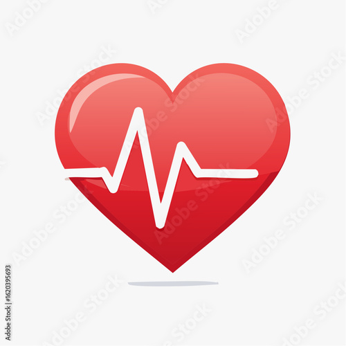 Herz mit EKG-Linie – flache medizinische Vektorillustration