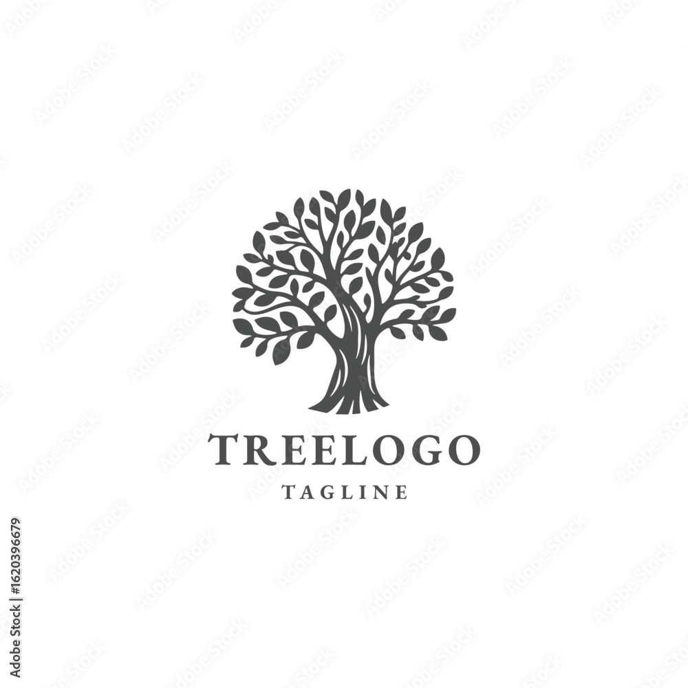Naklejka premium Tree logo icon design template flat vector