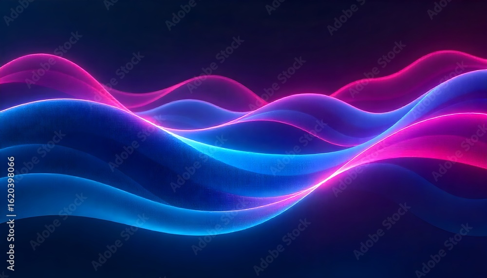 Fototapeta premium Dynamic 8K abstract background with glowing neon blue and pink waves. Perfect for modern tech, music, futuristic designs, data visualization, and vibrant digital concepts