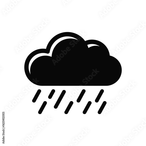 Black silhouette of a rain cloud with falling raindrops
