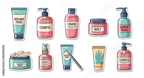 Cosmetic skincare beauty products vector illustration for beauty salon or online store design and marketing