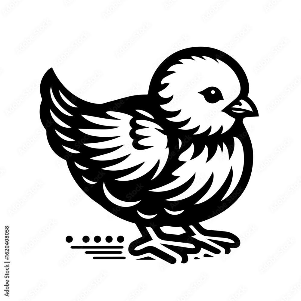 Fototapeta premium Stylized Black and White Chick Icon.