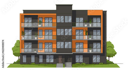 Tall Residential Building with Prefabricated Concrete Design
