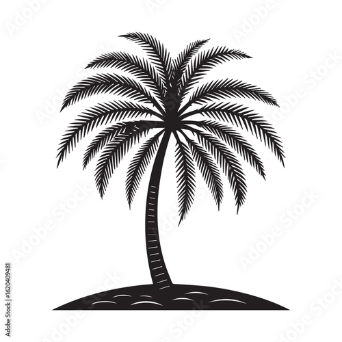 Simple Tropical Tree Silhouette – Black Vector