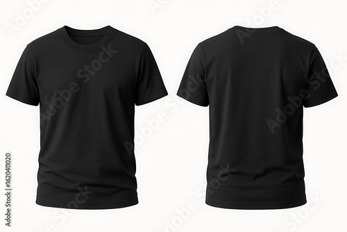 Wallpaper Mural Minimalist black t shirt design mockup, front and back view, ideal for fashion brands and product presentations. Torontodigital.ca