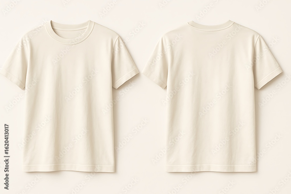 custom made wallpaper toronto digitalMinimalist beige t shirt front and back view mockup for custom designs and branding, neutral and simple style