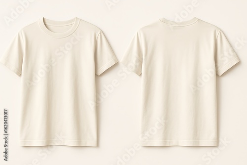 Wallpaper Mural Minimalist beige t shirt front and back view mockup for custom designs and branding, neutral and simple style Torontodigital.ca