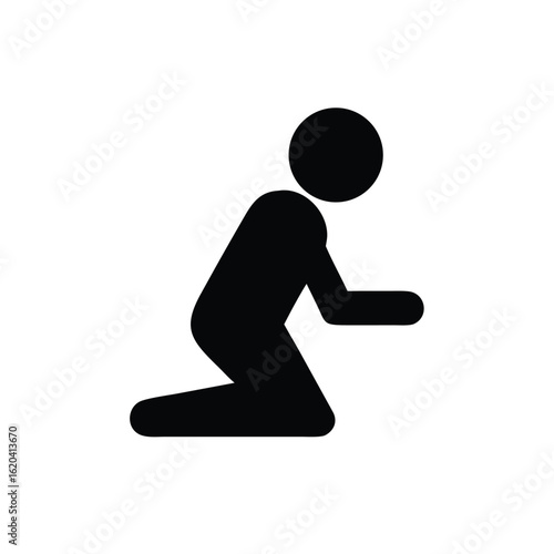 Minimalist Silhouette of a Baseball Catcher in Crouching Position Sport Illustration