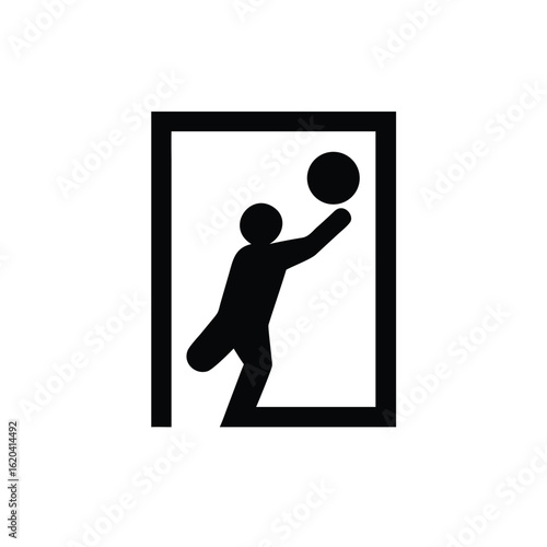 Minimalist Silhouette of a Basketball Player Dunking in Vector Format Design