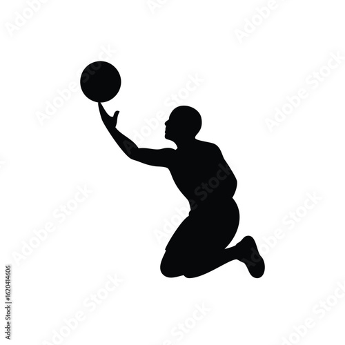 Minimalist Silhouette of a Basketball Player Shooting Vector Illustration for Sports Design