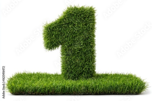 Green grass number one sign displaying nature and creativity for gardens or outdoor events