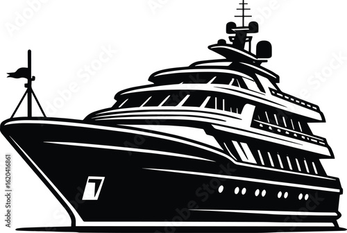 Modern minimal ship boat silhouette vector illustration isolated on a white background