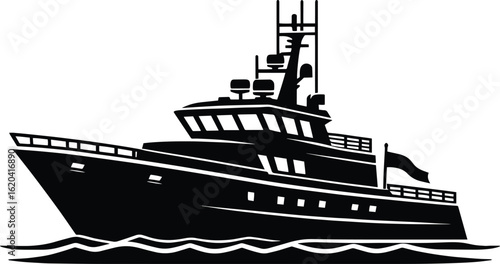 Modern minimal ship boat silhouette vector illustration isolated on a white background