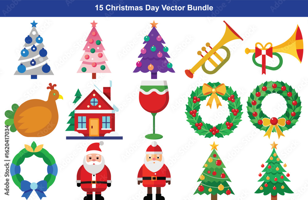 Obraz premium Collection of festive christmas and holiday vector illustrations