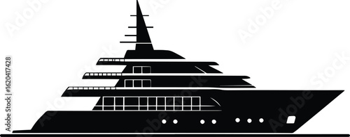 Modern minimal ship boat silhouette vector illustration isolated on a white background