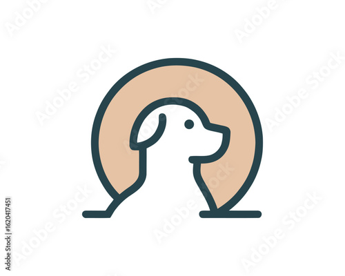 Sleek Minimalist Dog Icon Design with Circular Element