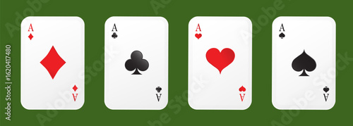 Ace card suit icon vector isolated on green background.