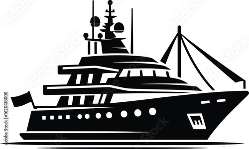 Modern minimal ship boat silhouette vector illustration isolated on a white background