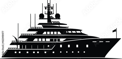 Modern minimal ship boat silhouette vector illustration isolated on a white background