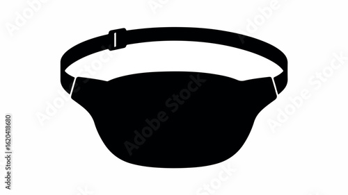 Clean black and white silhouette illustration of a fanny pack on a white background