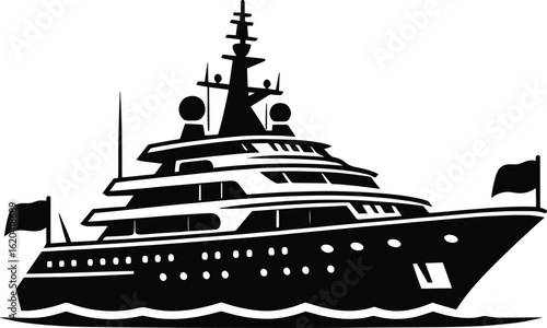 Modern minimal ship boat silhouette vector illustration isolated on a white background