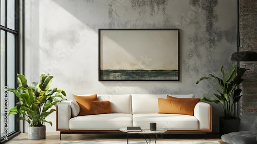 Wallpaper Mural Modern living room interior design with plants and sunlight illuminating the space Torontodigital.ca