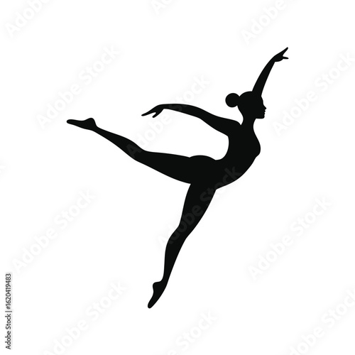Silhouette of a gymnast performing an aerial twist vector illustration for design use